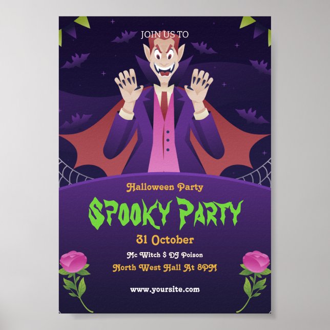 Editierbare Halloween-Einladung, Halloween-Party Poster (Vorne)