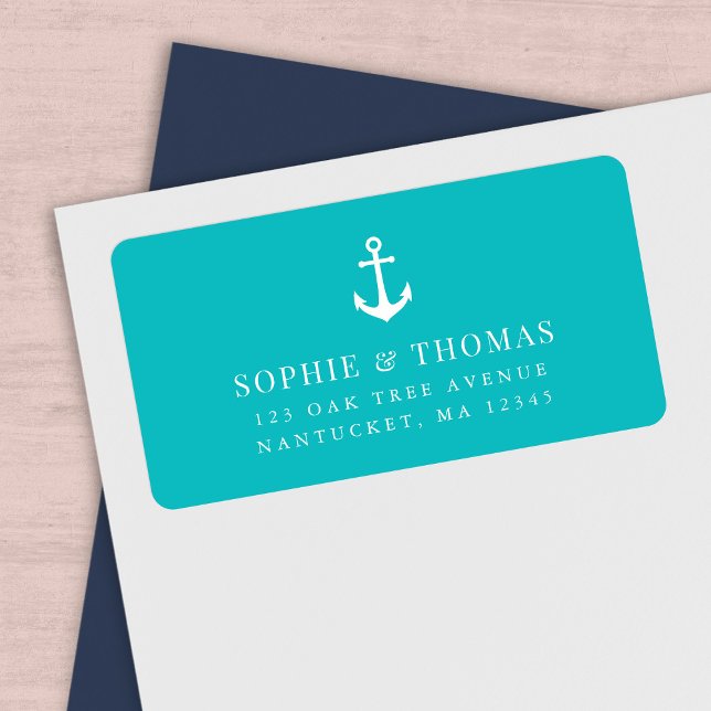 Editierbare Hintergrundfarbe Ankerfarben-Rücksende Adressaufkleber (Von Creator hochgeladen)