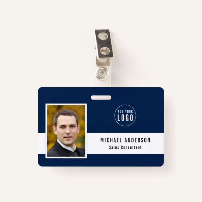 Editierbare Hintergrundfarbe Foto hinzufügen Ausweis (Vorderseite mit Klammer)