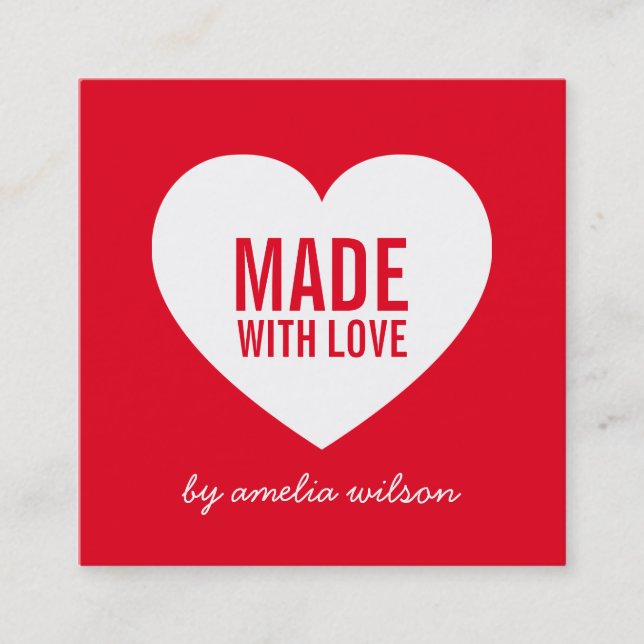 Editierbare Hintergrundfarbe Moderne, mit Liebe Quadratische Visitenkarte (Vorderseite)