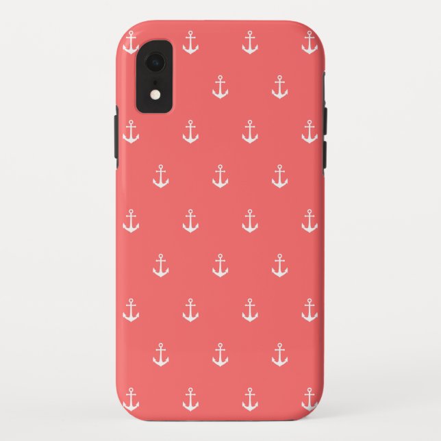Editierbare Hintergrundfarbe Nautischer Anker Case-Mate iPhone Hülle (Rückseite)