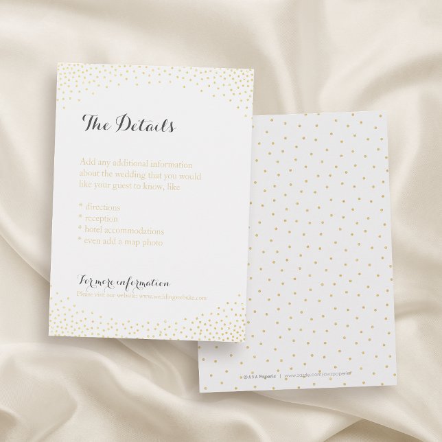 Editierbare Imitate Gold Glitzer Konfetti Detailka Begleitkarte (Editable faux gold glitter confetti detail card)
