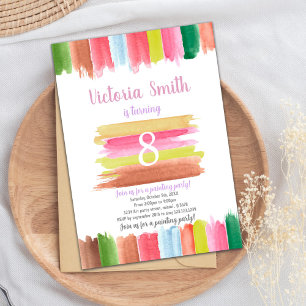 Editierbare Kids Art Party Card mit Fettalterung Einladung