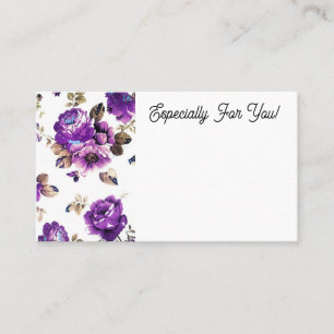 Editierbare Lila Blume Shop Bouquet Message Card Visitenkarte