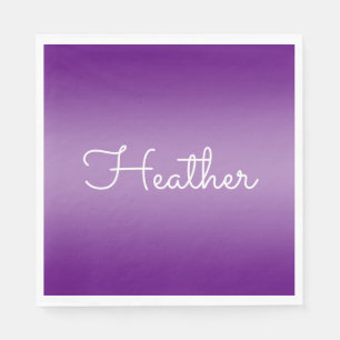 Editierbare Lila Violettfarbe und Weißschrift Serviette