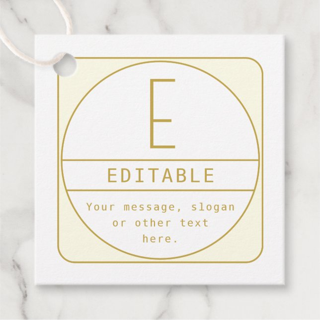 Editierbare Retro-moderne Designvorlage Gold & Wei Geschenkanhänger (Vorderseite)