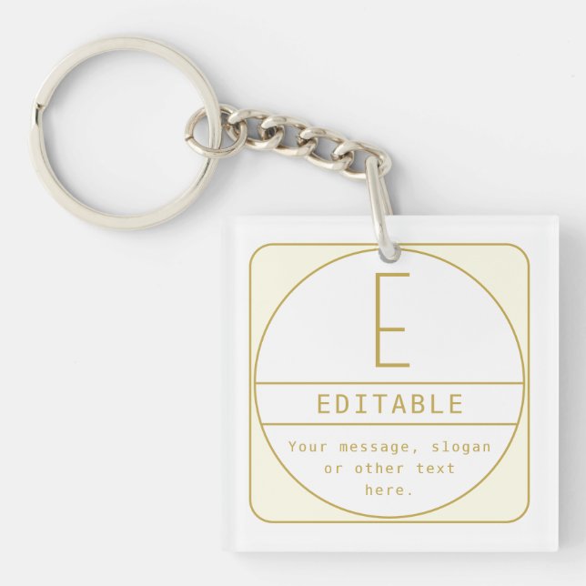 Editierbare Retro-moderne Designvorlage Gold & Wei Schlüsselanhänger (Vorderseite)