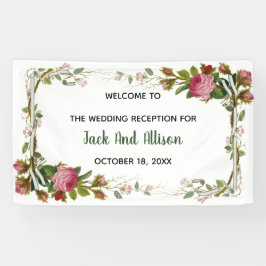 Editierbare Rosa Minimalistische Blumengrün Banner