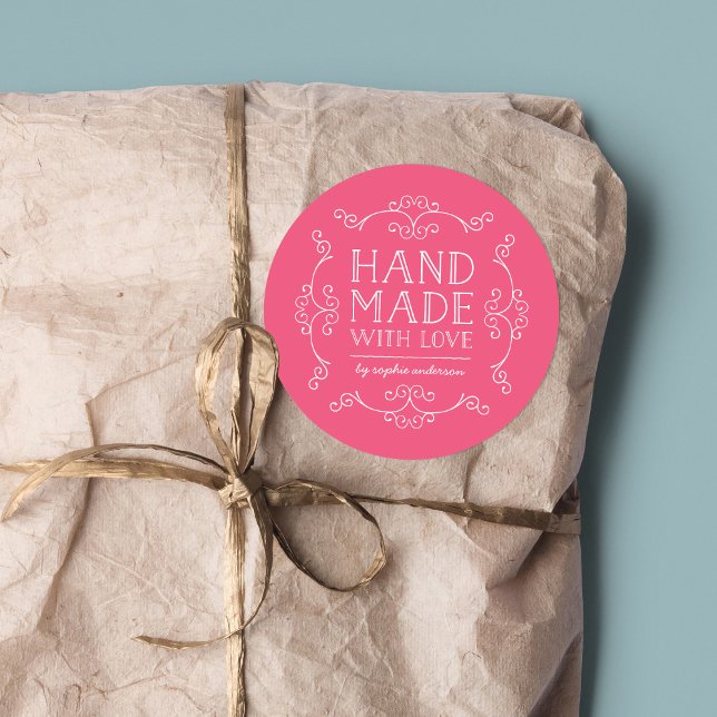 Editierbare Schnörkel mit Liebe Runder Aufkleber (Von Creator hochgeladen)