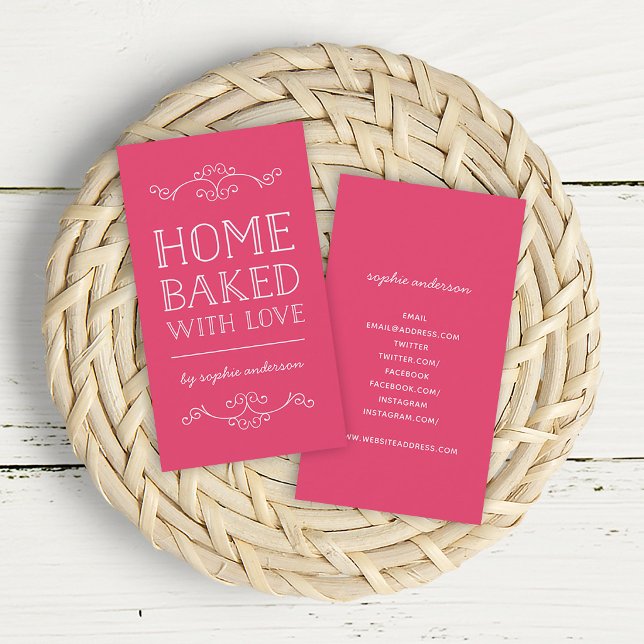 Editierbare Schnörkel Zuhause gebacken mit Liebe Visitenkarte (Von Creator hochgeladen)