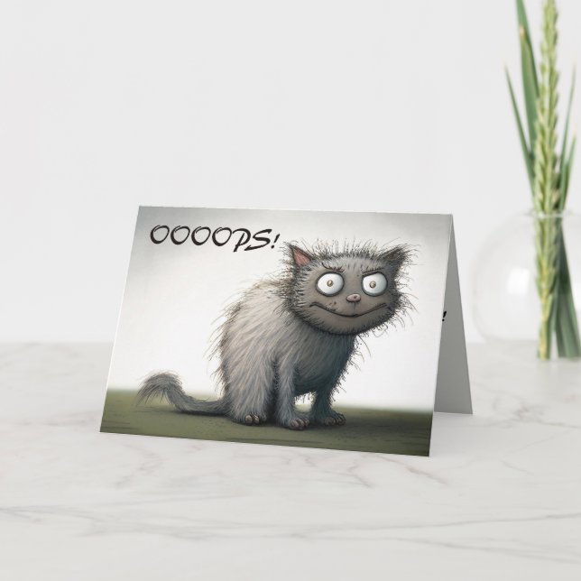 Editierbare Schuldige Katze Verpasster Geburtstag Karte (Vorderseite)