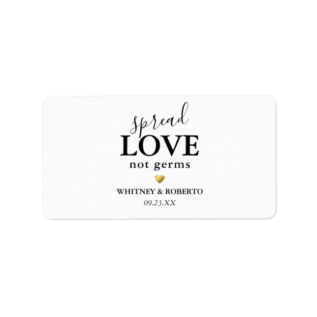 Editierbare Spread-Liebe nicht Germs Hand Sanitize Adressaufkleber (Vorne)