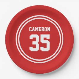 Editierbare Streifen und Hintergrundfarbe sportlic Pappteller