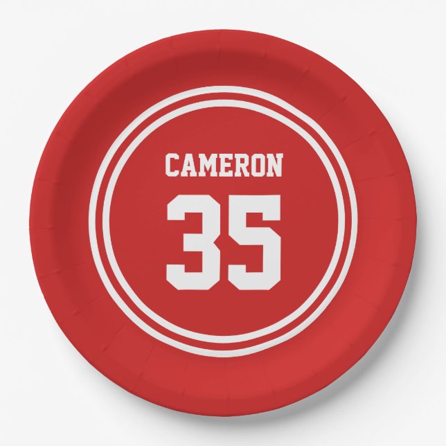 Editierbare Streifen und Hintergrundfarbe sportlic Pappteller (Vorderseite)