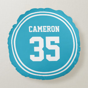 Editierbare Streifen und Hintergrundfarbe sportlic Rundes Kissen