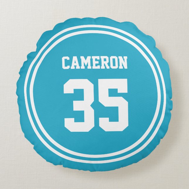 Editierbare Streifen und Hintergrundfarbe sportlic Rundes Kissen (Vorderseite)