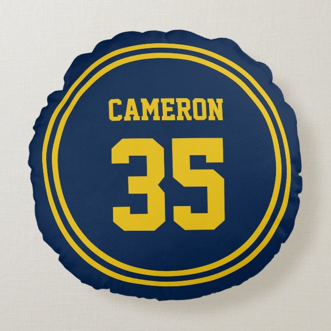 Editierbare Streifen und Hintergrundfarbe sportlic Rundes Kissen (Vorderseite)