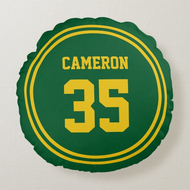 Editierbare Streifen und Hintergrundfarbe sportlic Rundes Kissen (Vorderseite)