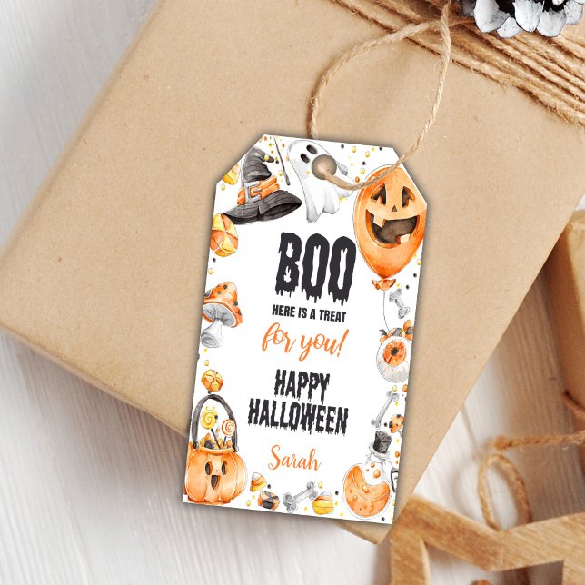 Editierbare Trick-oder-Leckerei-Party-Geschenketik Geschenkanhänger (Halloween Favor Tags)