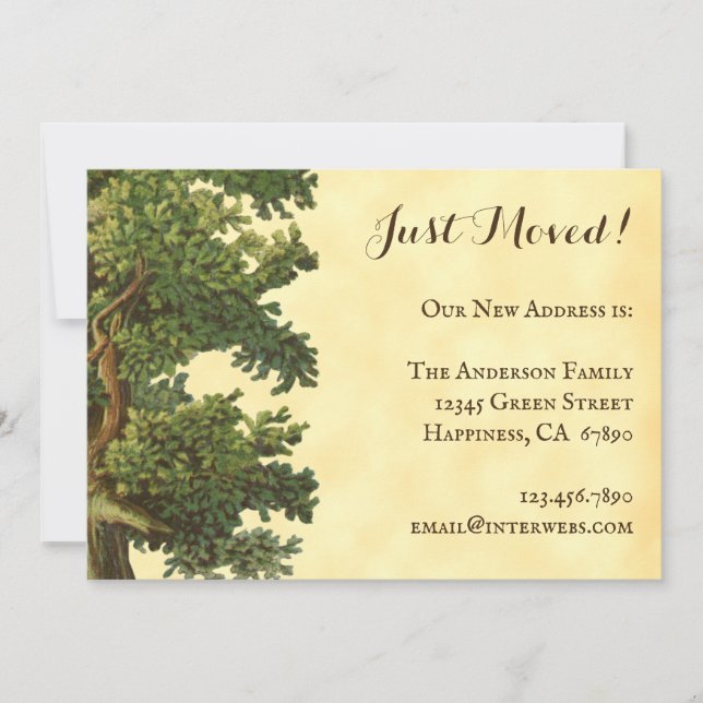 Editierbare Vintage Eichenbaume, nur umgerüstete N Mitteilungskarte (Vorderseite)