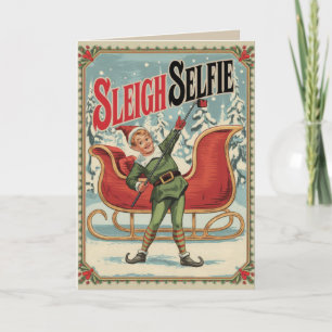 EDITIERBARE Vintage Lustige Weihnachtskarte Feiertagskarte