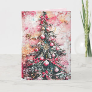 EDITIERBARE Vintage-Rosa-Weihnachtskarte Feiertagskarte