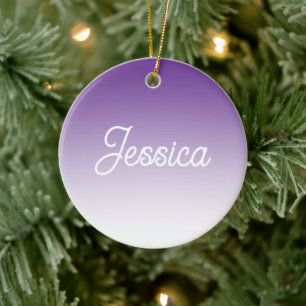 (Editierbare) violette Ombre-Farbe & Ihr Text Keramik Ornament