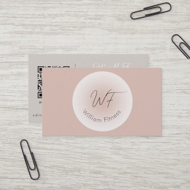Editierbare Vorlage mit minimalistischer QR-Code-E Visitenkarte (Vorderseite/Rückseite Beispiel)
