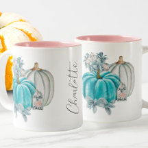 Editierbare Wasserfarbe Blau Pink Pumpkin Name Her