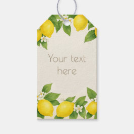 Editierbare Wasserfarben-Zitronen und -blüten Geschenkanhänger