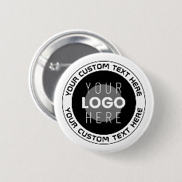 Editierbarer Circle Text & Replaceable Logo | B&W Button