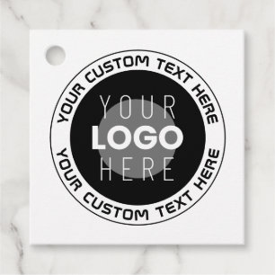 Editierbarer Circle Text & Replaceable Logo   B&W Geschenkanhänger