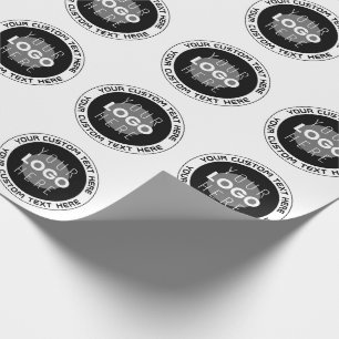 Editierbarer Circle Text & Replaceable Logo   B&W Geschenkpapier