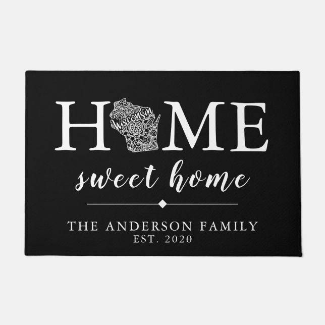 Editierbarer Color WISCONSIN Personalisierter Staa Fußmatte (Vorderseite)