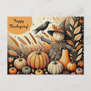 Editierbarer Erntedank für Crow und Pumpkins Postkarte