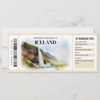 Editierbarer Flugzeug für Island Boarding Pass Einladung