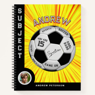 Editierbarer Fußball Modern Gelber Meilenstein Notizbuch