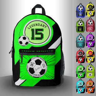 Editierbarer Fußball Modern Grüner Meilenstein Bedruckter Rucksack