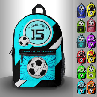 Editierbarer Fußball Modern Türkisblauer Meilenste Bedruckter Rucksack