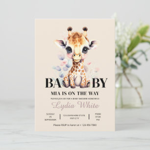 EDITIERBARER Giraffe-Baby-Shower Mädchen-Baby-Show Einladung