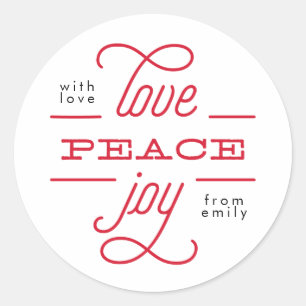 editierbarer LOVE PEACE JOY für dich Holiday Aufkl Runder Aufkleber