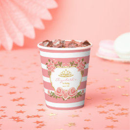 Editierbarer Name, Rosa BlumenPrinzessin Geburtsta Pappbecher