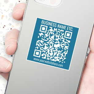 Editierbarer Ocean Blue QR-Code Aufkleber