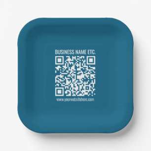 Editierbarer Ocean Blue QR-Code Pappteller