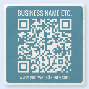 Editierbarer Ocean Blue QR-Code Steinuntersetzer