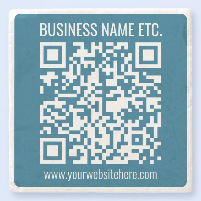 Editierbarer ozeanblauer QR-Code  Steinuntersetzer (Von Creator hochgeladen)