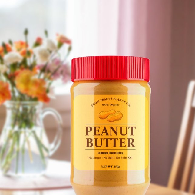 Editierbarer Peanut-Butter, kundenspezifischer Auf Quadratischer Aufkleber (Von Creator hochgeladen)