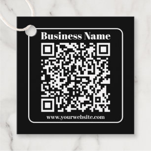 Editierbarer QR-Code Schwarz & Weiß Retro Moderner Geschenkanhänger