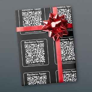 Editierbarer QR-Code Schwarz & Weiß Retro Moderner Geschenkpapier