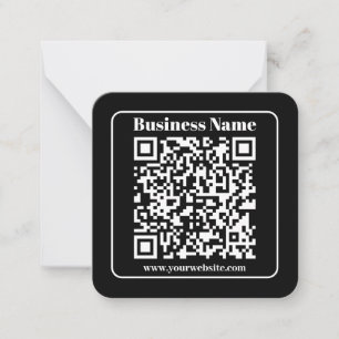 Editierbarer QR-Code Schwarz & Weiß Retro Moderner Mitteilungskarte